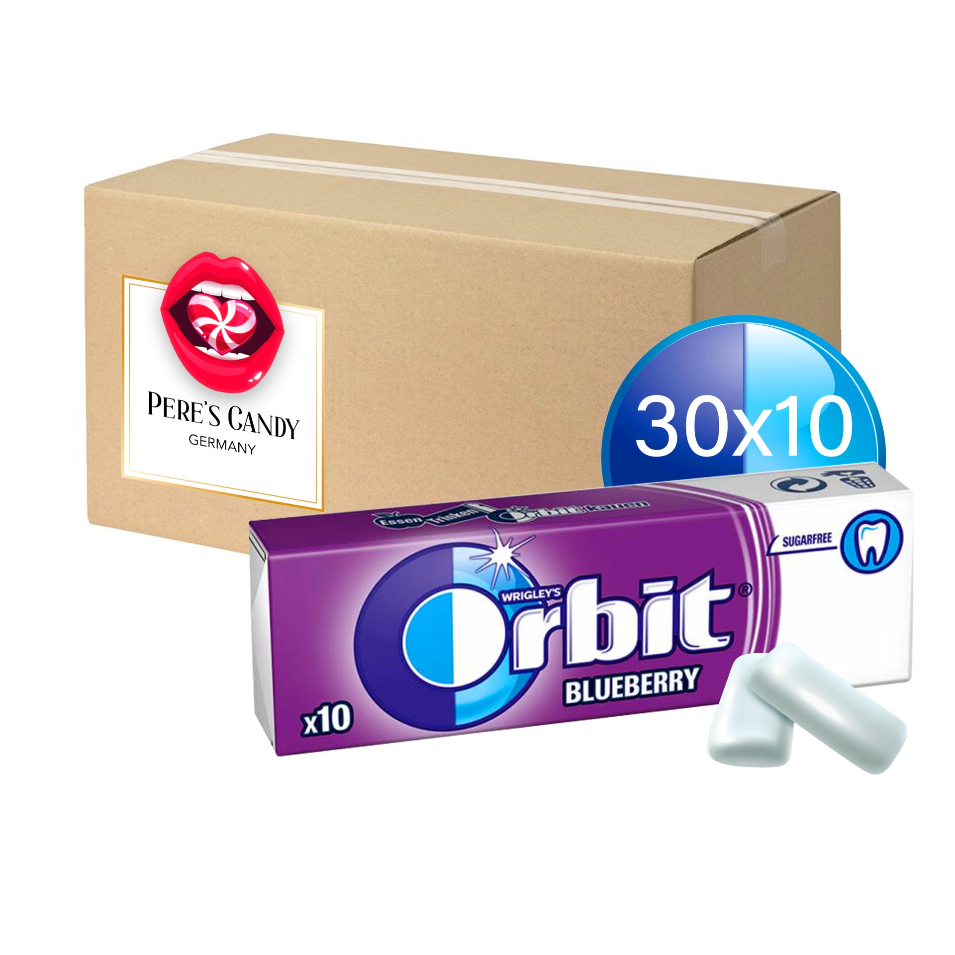30x Wrigleys Orbit Blueberry Chewing Gum Full 30 Pack 300 Pellets | UK