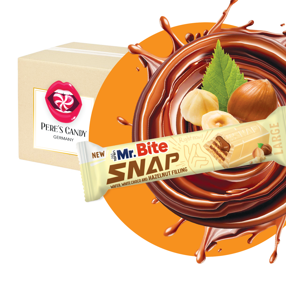 Mr. Bite Snap White Large Bar Thekendisplay – Waffel mit Nusscreme & w ...